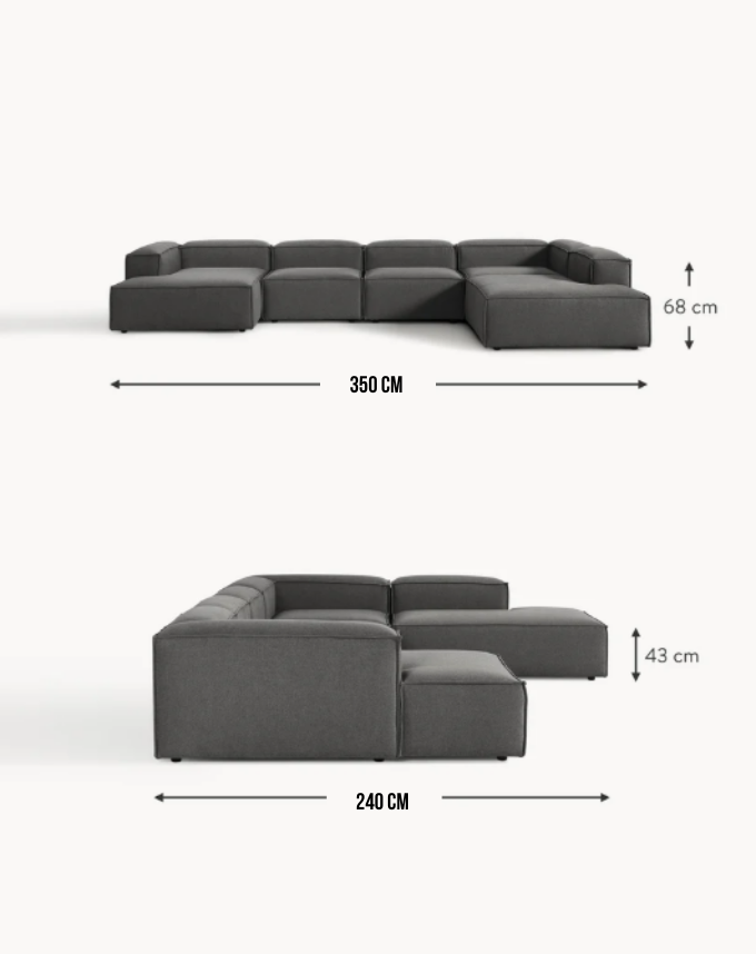 SOFA LENNON 5 MODULARES CON CAMA PLANA