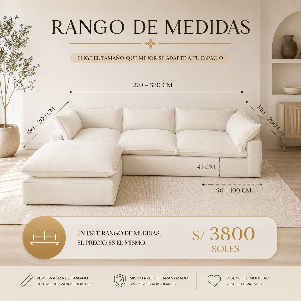 SOFA ROSEN 4 PIEZAS